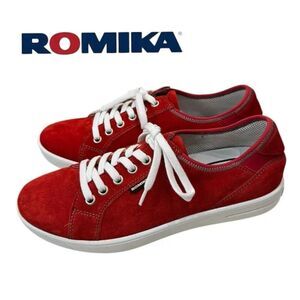 New Romika Women's Red Suede Leather Lace-up Sneakers 37